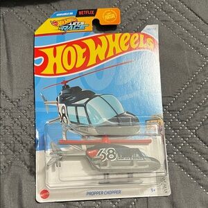 Mattel Hot Wheels Black and Red Propped Helicopter